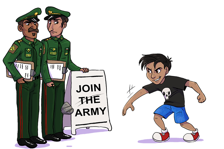 The army needs you (Armenia) even if you're a vandal (Yerevan).